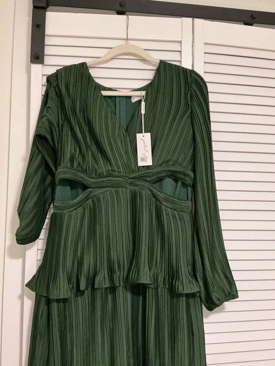 Petal & Pup Emerald Green Tiered Midi Dress - Picture 3 of 5